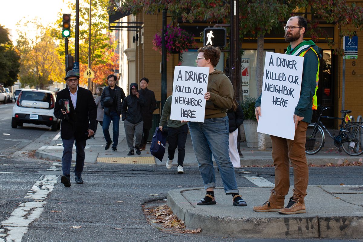 'A driver killed our neighbor here': Berkeley holds vigil for Bill Evans